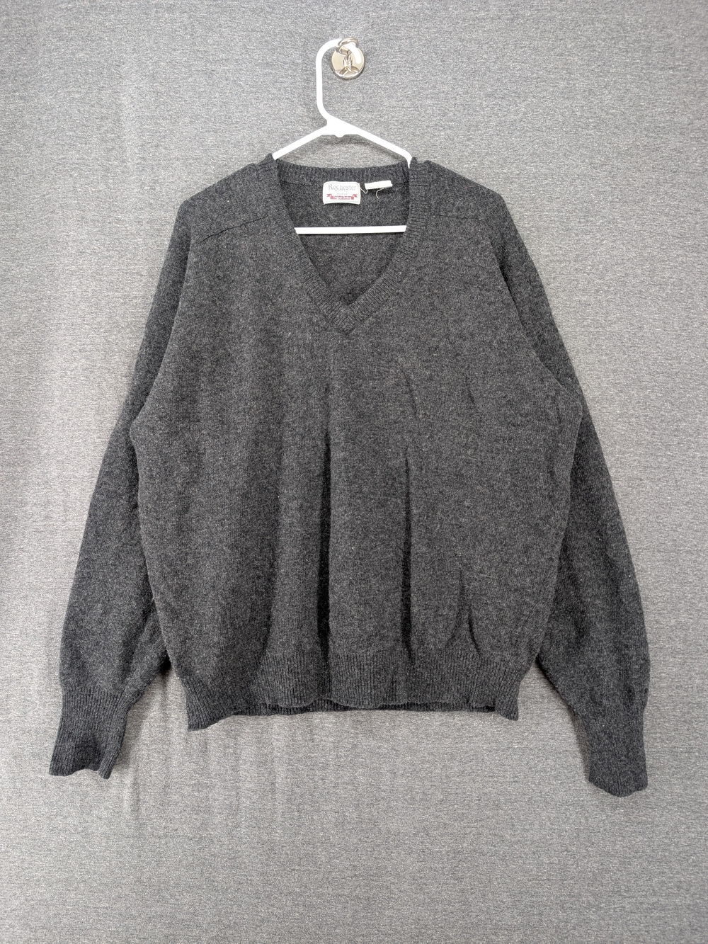 Classic Men's V-Neck Sweater in Charcoal Gray
